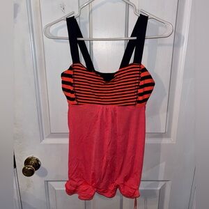 Lululemon Coral and Black Striped Top